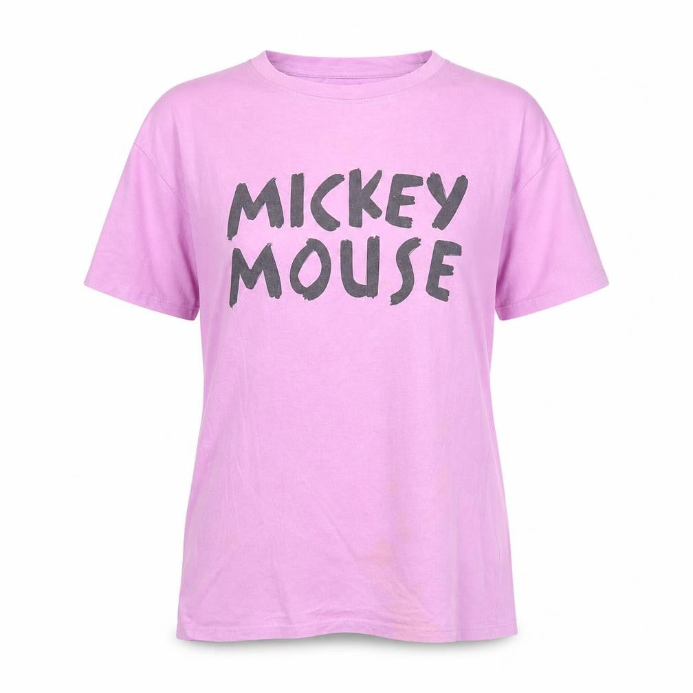 Front view of Sinsay Women's Pink XS Mickey Mouse T-Shirt