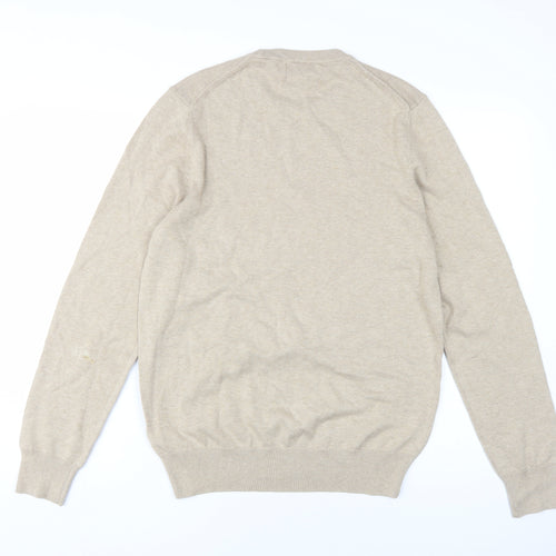 Marks and Spencer Men Beige M Cotton Pullover Jumper
