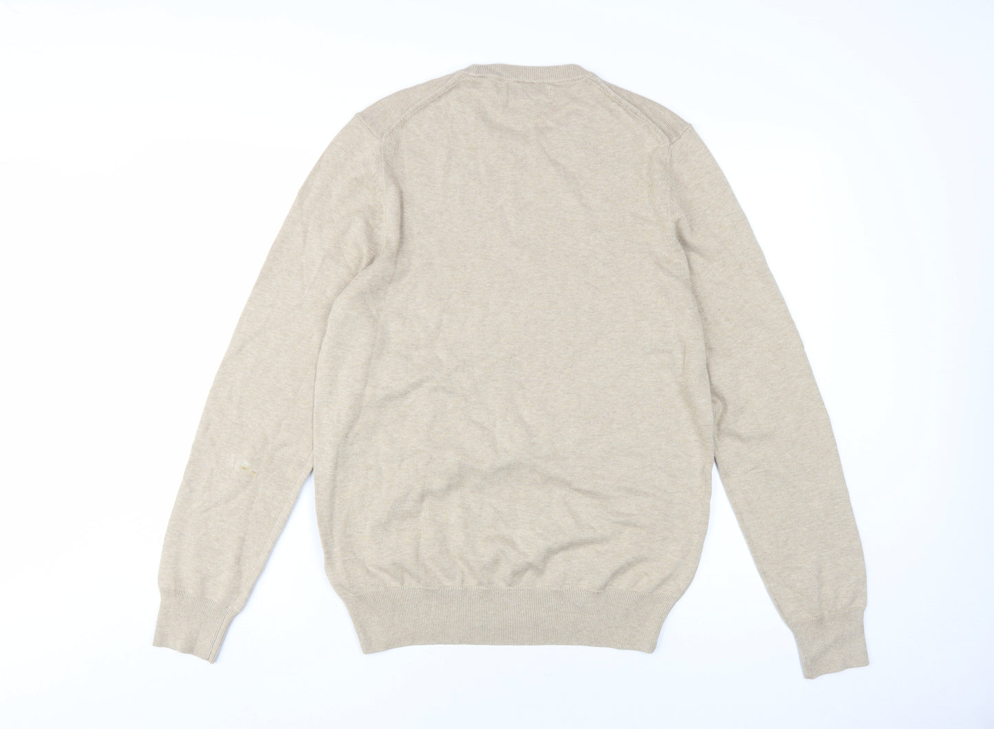 Marks and Spencer Men Beige M Cotton Pullover Jumper