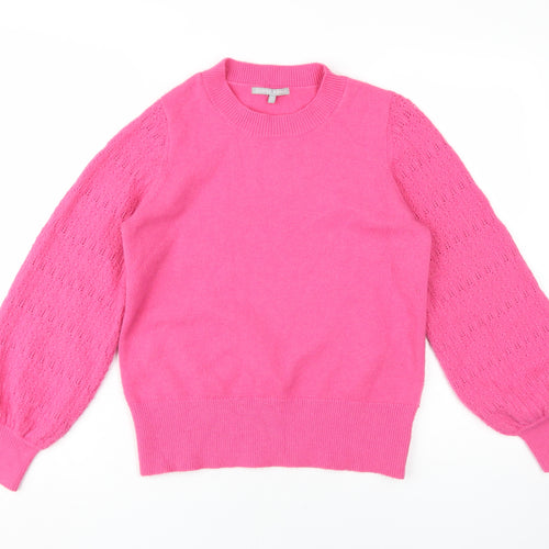 Oliver Bonas Women's Pink Pullover Jumper with Balloon Sleeves