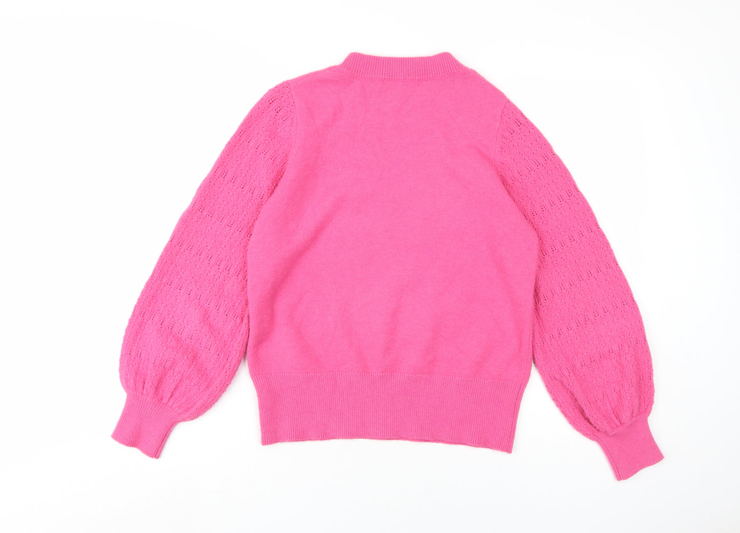 Oliver Bonas Women's Pink Pullover Jumper with Balloon Sleeves