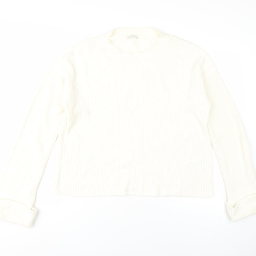 Riani Women's White High Neck Cotton Jumper, Size 12