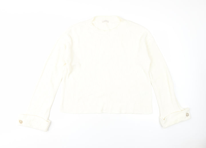 Riani Women's White High Neck Cotton Jumper, Size 12