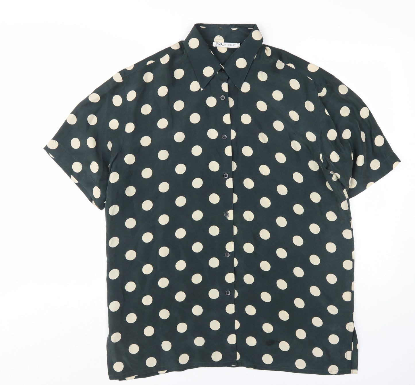 Silk Specialist Women's Black Polka Dot Button-Up Shirt