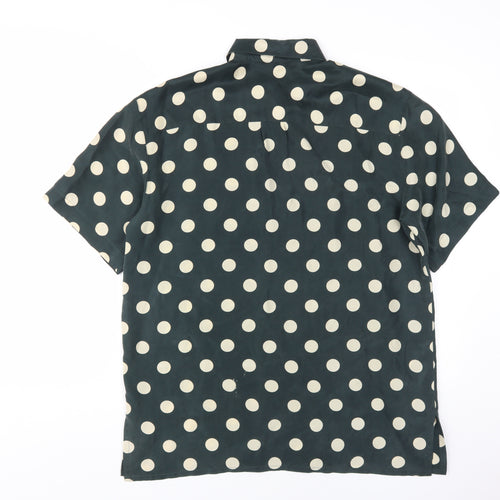 Silk Specialist Women's Black Polka Dot Button-Up Shirt