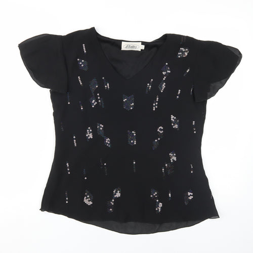 Clothes Contact Women's Black Sequin Blouse, Size 12