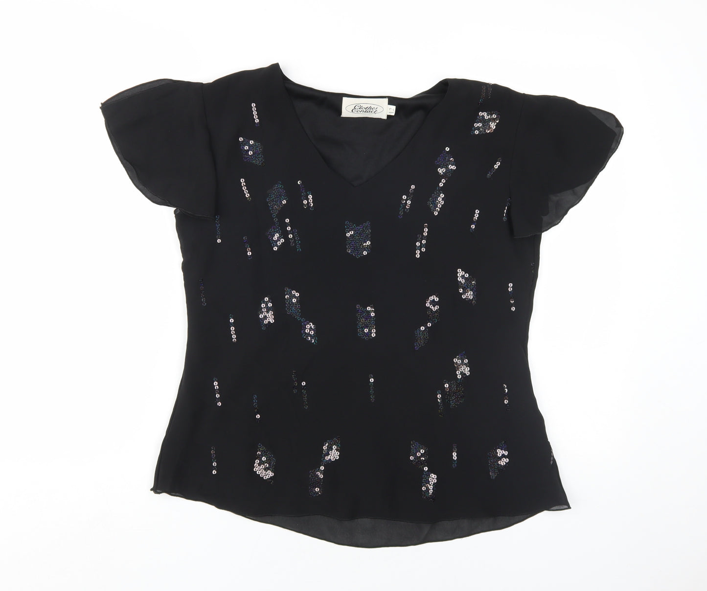 Clothes Contact Women's Black Sequin Blouse, Size 12
