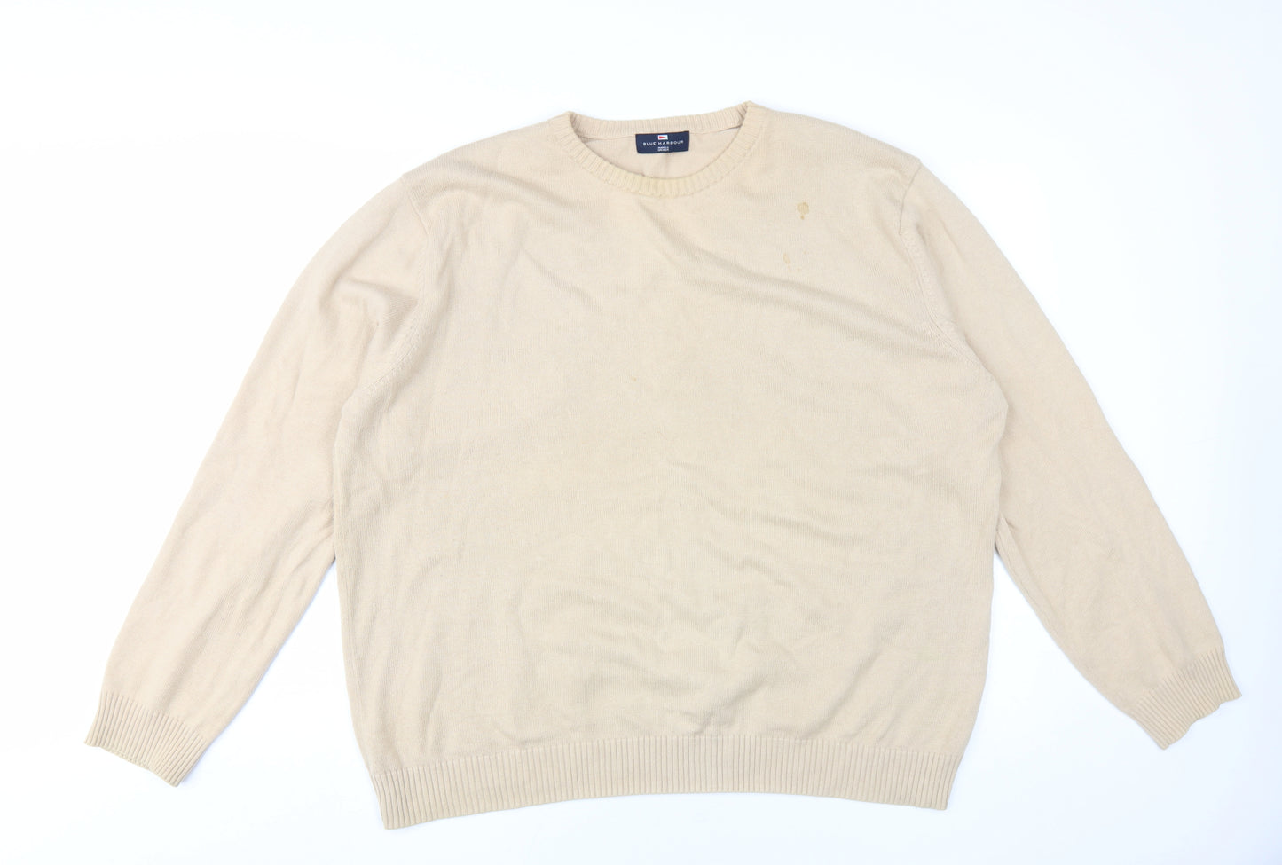 Marks & Spencer Beige XL Men's Cotton Pullover Jumper
