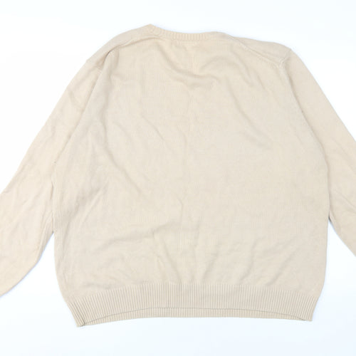 Marks & Spencer Beige XL Men's Cotton Pullover Jumper