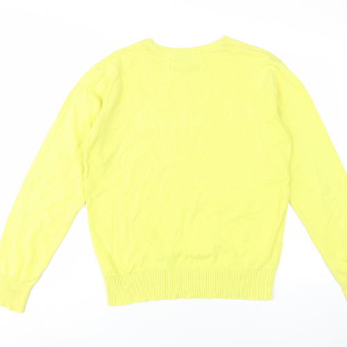 Gio Goi Men's Yellow V-Neck Pullover Jumper, Medium