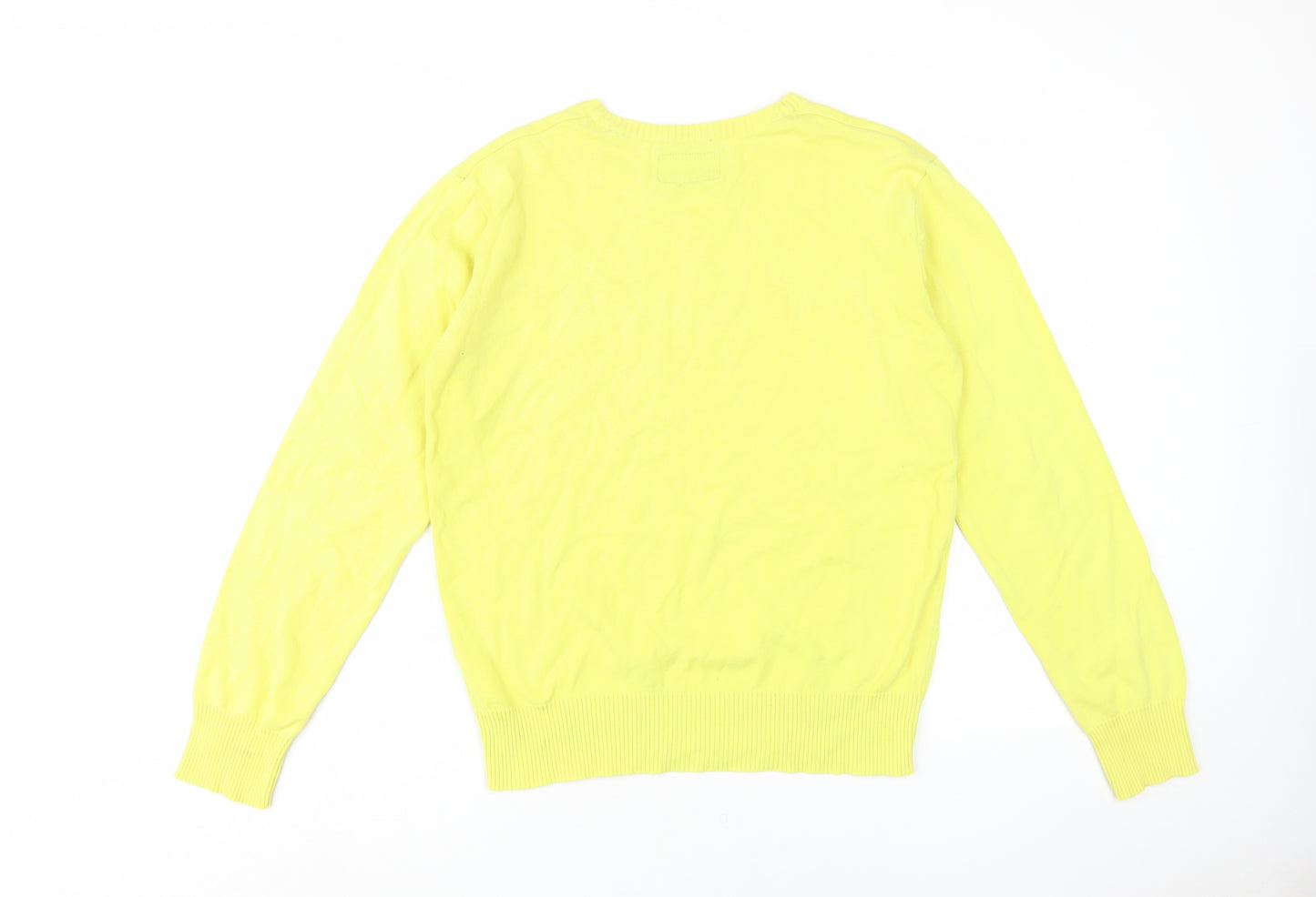 Gio Goi Men's Yellow V-Neck Pullover Jumper, Medium