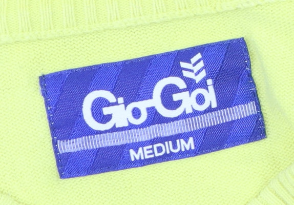 Gio Goi Men's Yellow V-Neck Pullover Jumper, Medium