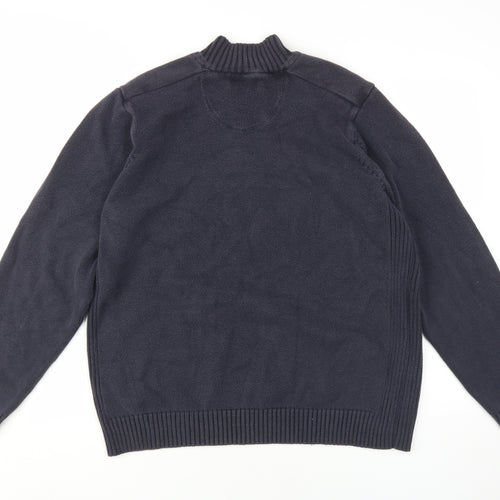Marks and Spencer Men's Black Henley Jumper - L