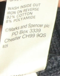 Marks and Spencer Men's Black Henley Jumper - L