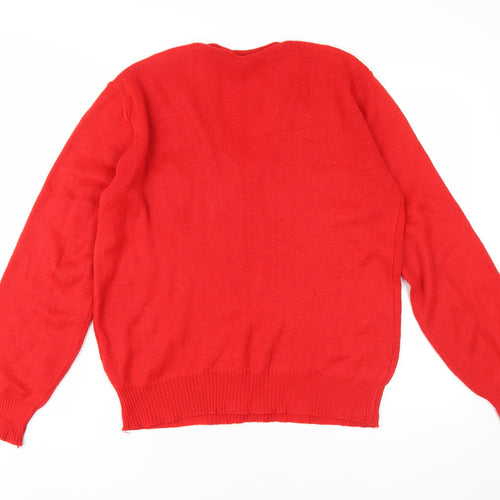Stag Knitwear Men's Red V-Neck Jumper M Casual