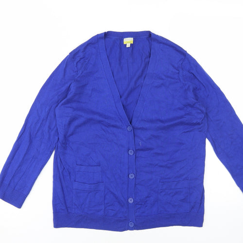 Hobbs Women's Blue V-Neck Cardigan M Casual