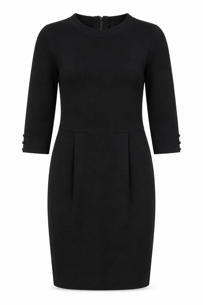 Front view of Clements Ribeiro Women's Black Sheath Dress, size 12