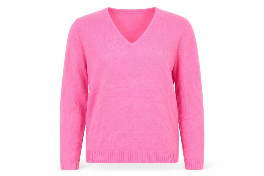 Front view of VILA Women's Pink V-Neck jumper M