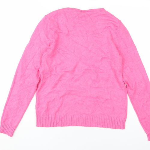Vila Women's Pink V-Neck Pullover Jumper M