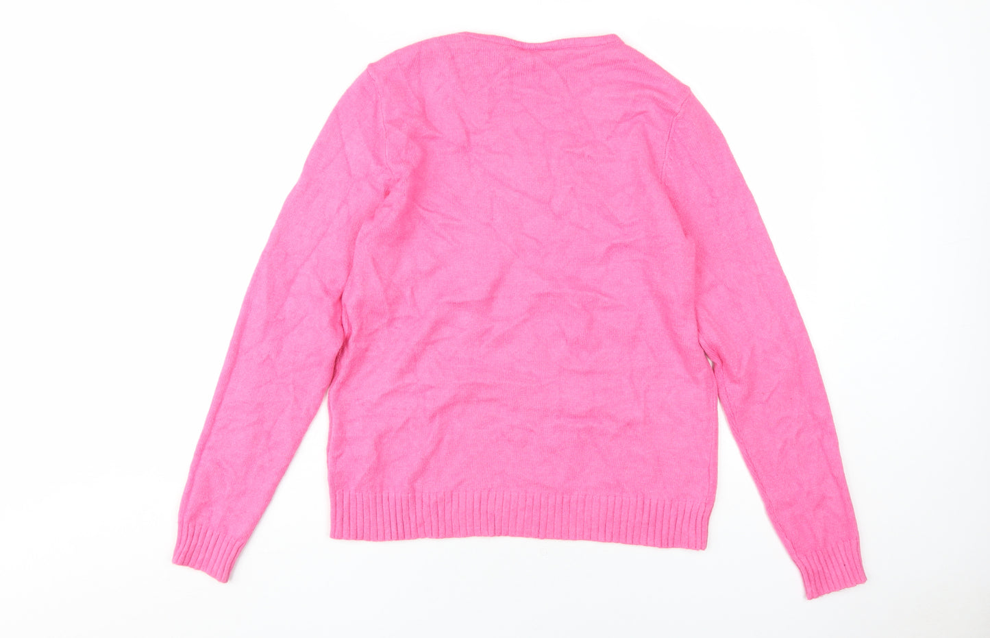 Vila Women's Pink V-Neck Pullover Jumper M