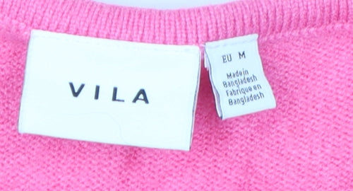 Vila Women's Pink V-Neck Pullover Jumper M