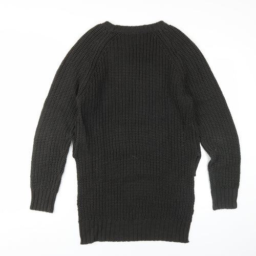 Pink Woman Black Chunky-Knit Pullover Jumper M