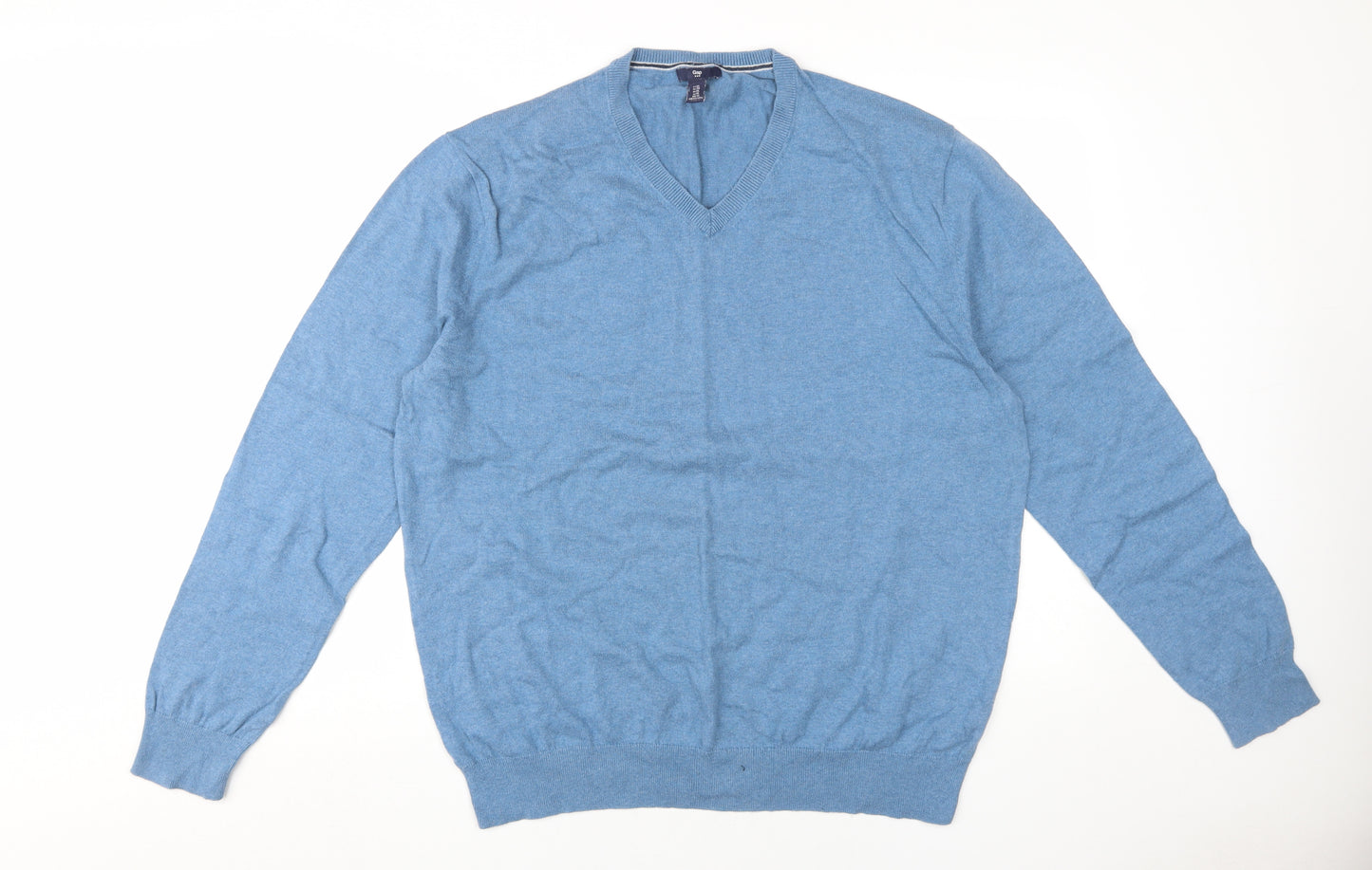 Gap Men's XL Blue Cotton Pullover Jumper V-Neck
