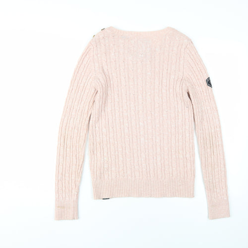 SuperDry Women's Pink Cable Knit Pullover Jumper Size 10