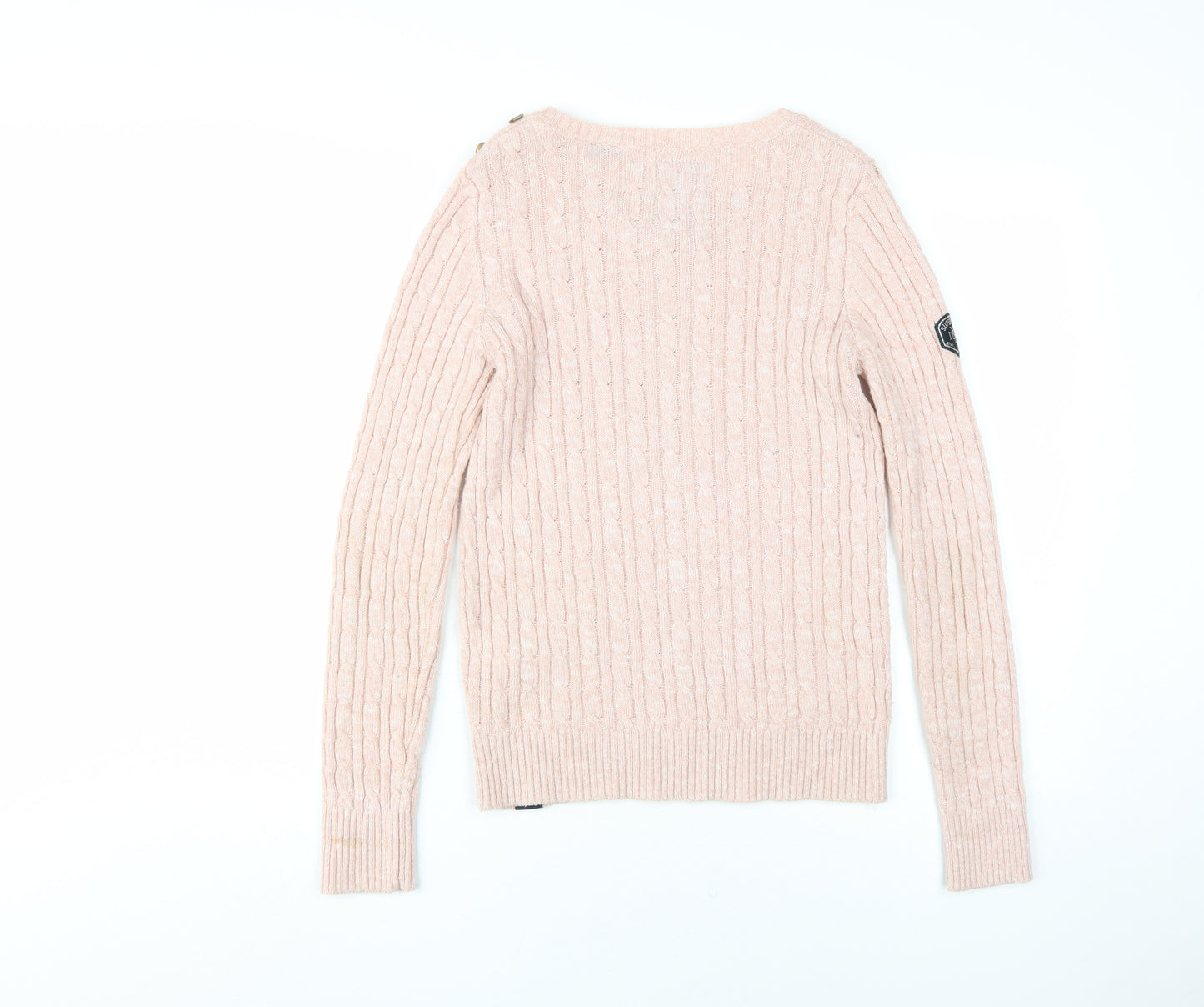 SuperDry Women's Pink Cable Knit Pullover Jumper Size 10
