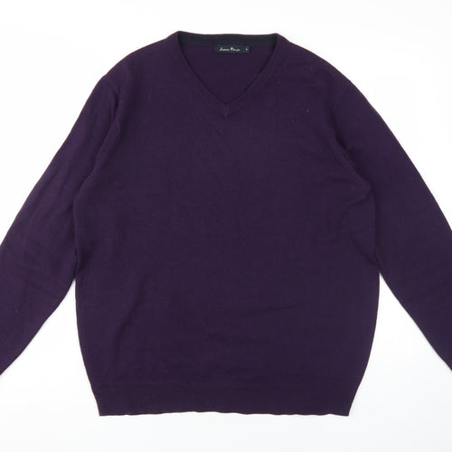 James Pringle Men's Purple V-Neck Pullover Jumper M