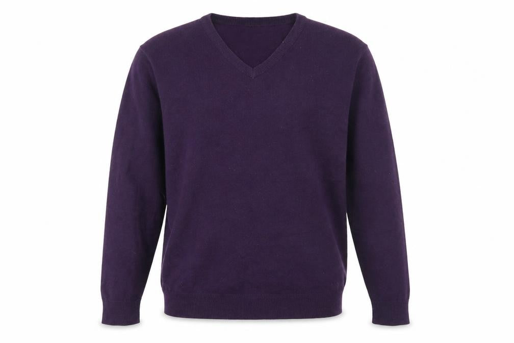 Front view of James Pringle Men's Purple V-Neck jumper M
