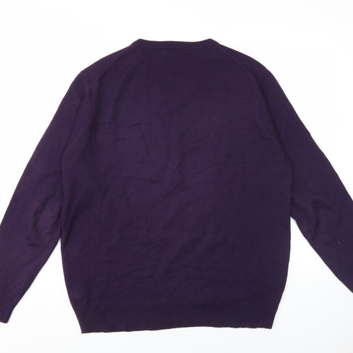 James Pringle Men's Purple V-Neck Pullover Jumper M