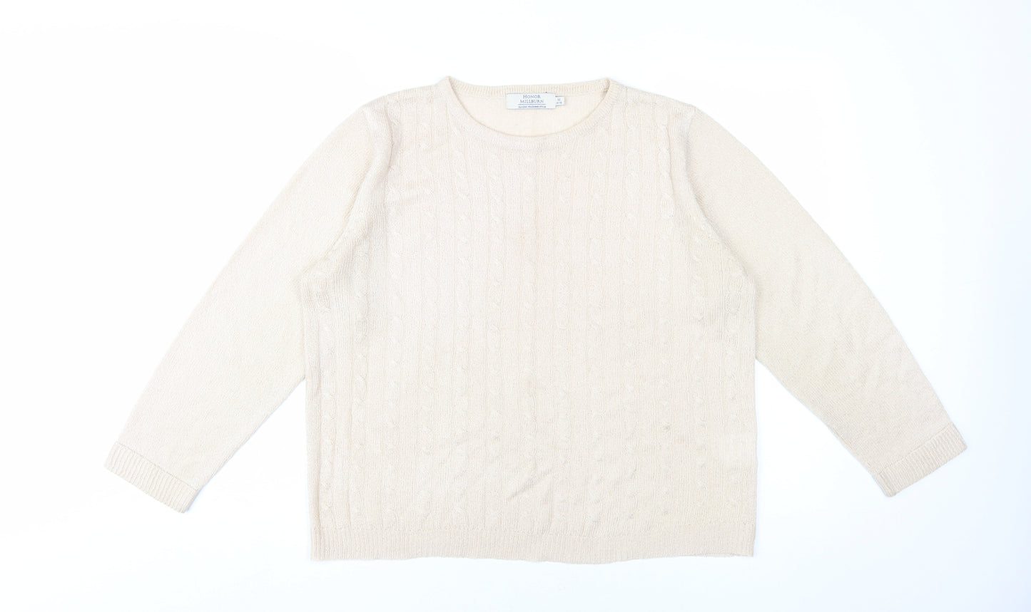 Honor Millburn Women's Beige Cable Knit Pullover Jumper M