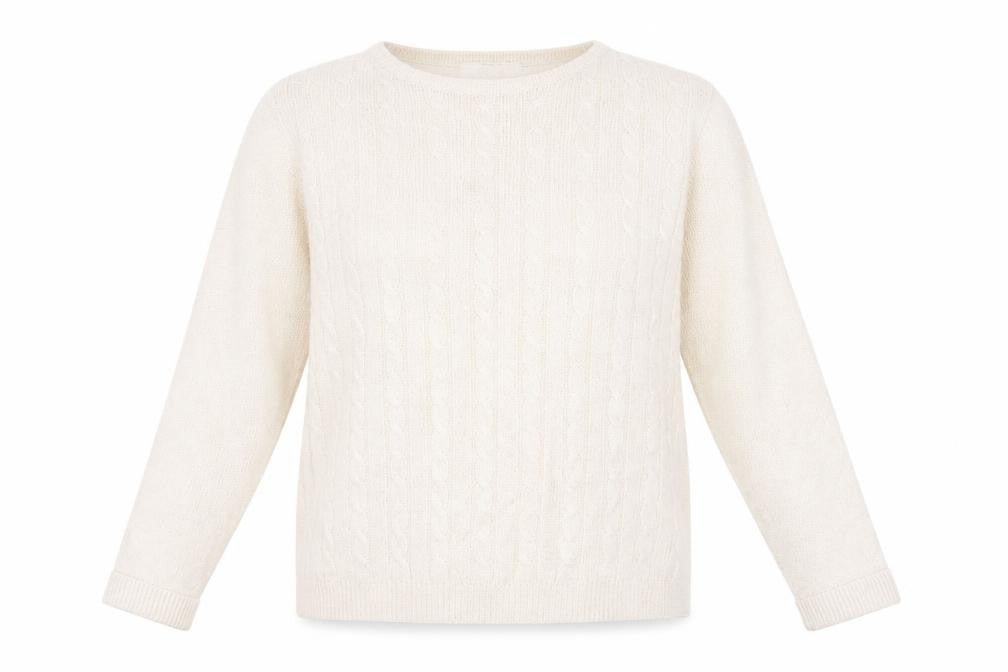 Front view of Honor Millburn Women's Beige Cable Knit jumper M