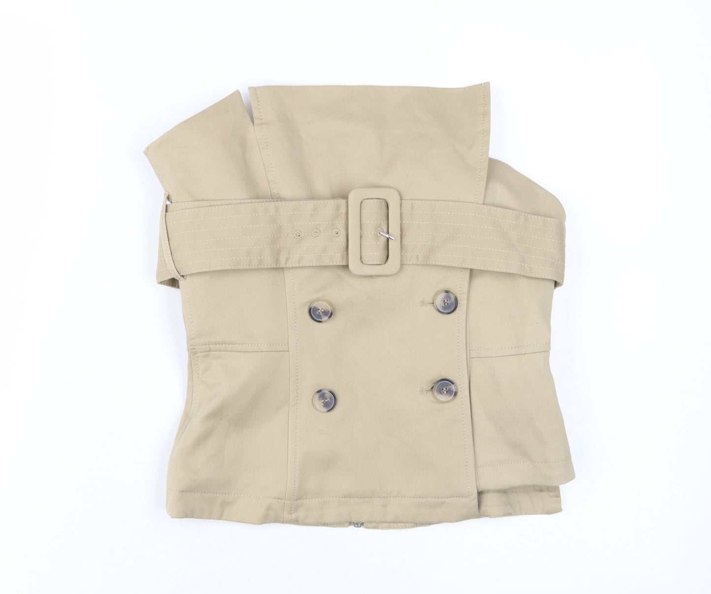 Zara Beige S Blouse for Women - Stylish Wrap Design