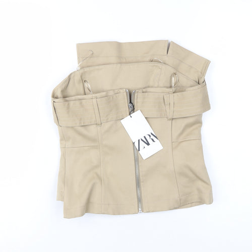 Zara Beige S Blouse for Women - Stylish Wrap Design
