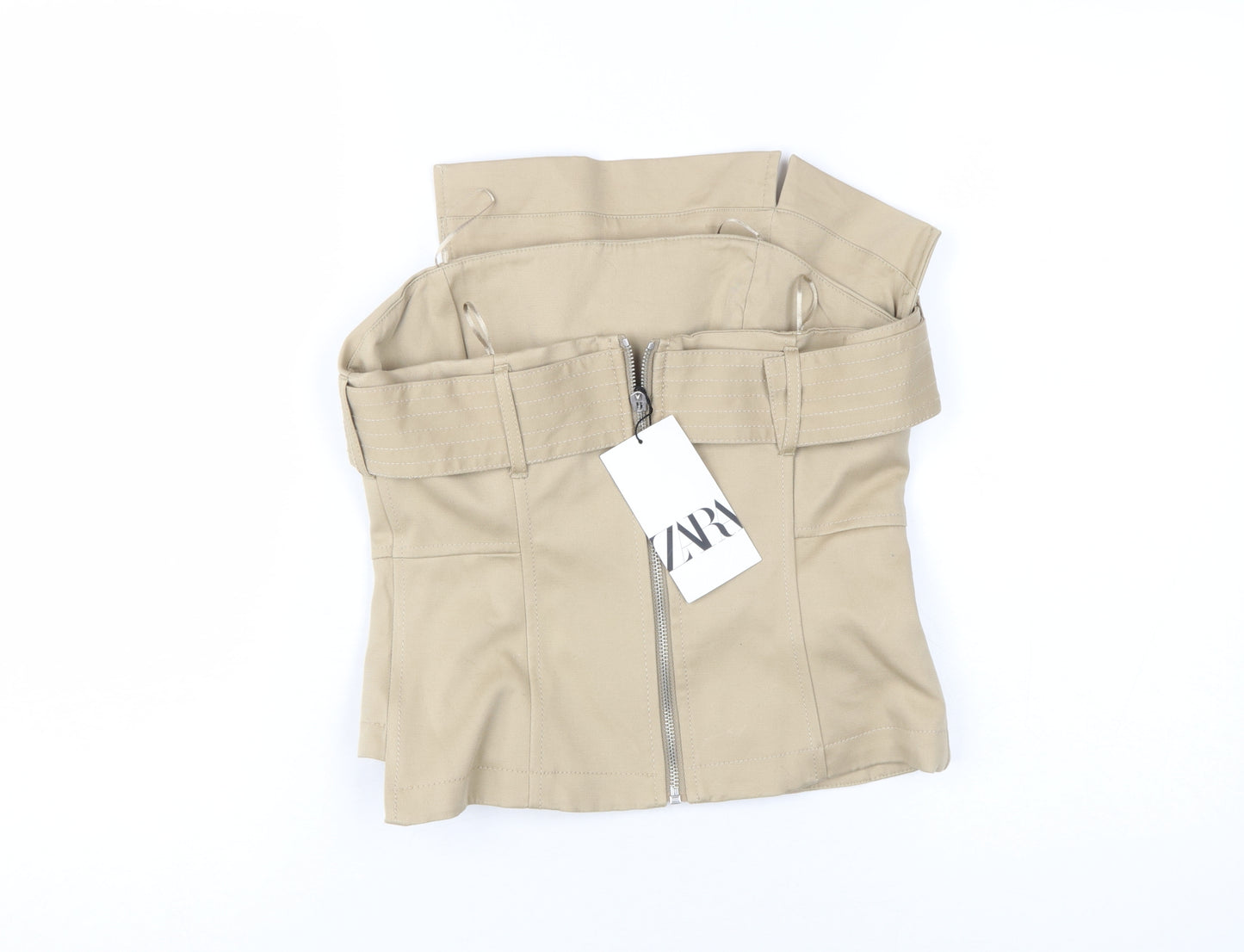 Zara Beige S Blouse for Women - Stylish Wrap Design