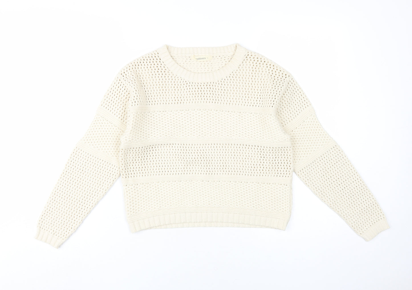Woolovers Women's Ivory Open-Knit Cotton Pullover