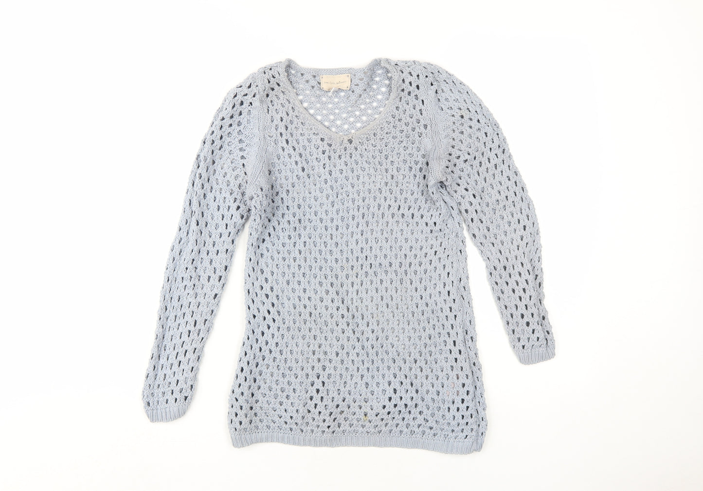 New Look Women's Blue V-Neck Knit Pullover Jumper Size 8