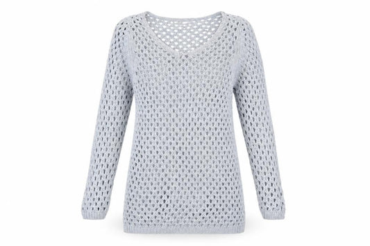 Front view of New Look Women's Blue V-Neck Knit jumper, size 8