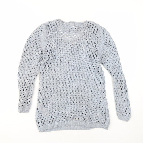 New Look Women's Blue V-Neck Knit Pullover Jumper Size 8