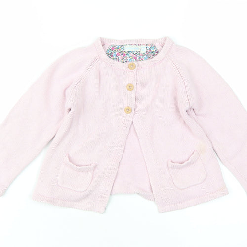 JoJo Maman Bébé Pink Girls Cardigan 3-4 Years Cotton Cashmere