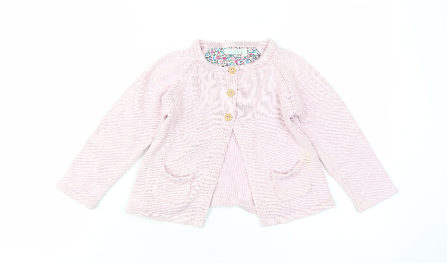 JoJo Maman Bébé Pink Girls Cardigan 3-4 Years Cotton Cashmere