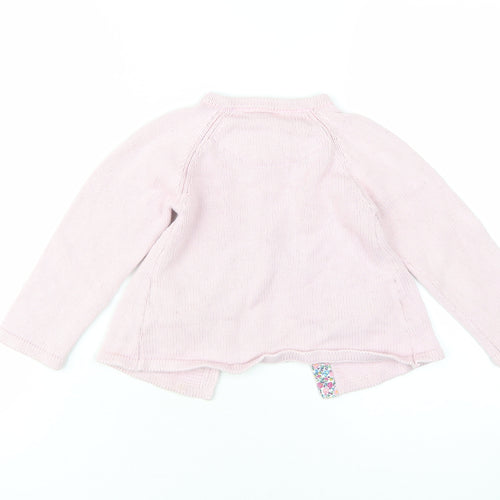 JoJo Maman Bébé Pink Girls Cardigan 3-4 Years Cotton Cashmere