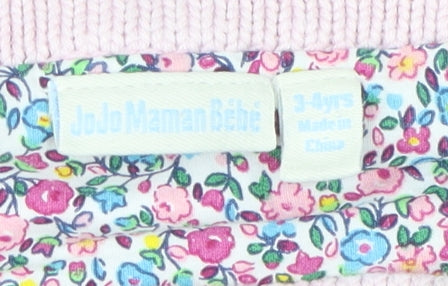 JoJo Maman Bébé Pink Girls Cardigan 3-4 Years Cotton Cashmere