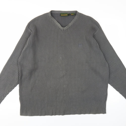 Timberland Men's Grey V-Neck Knit Pullover - Size L