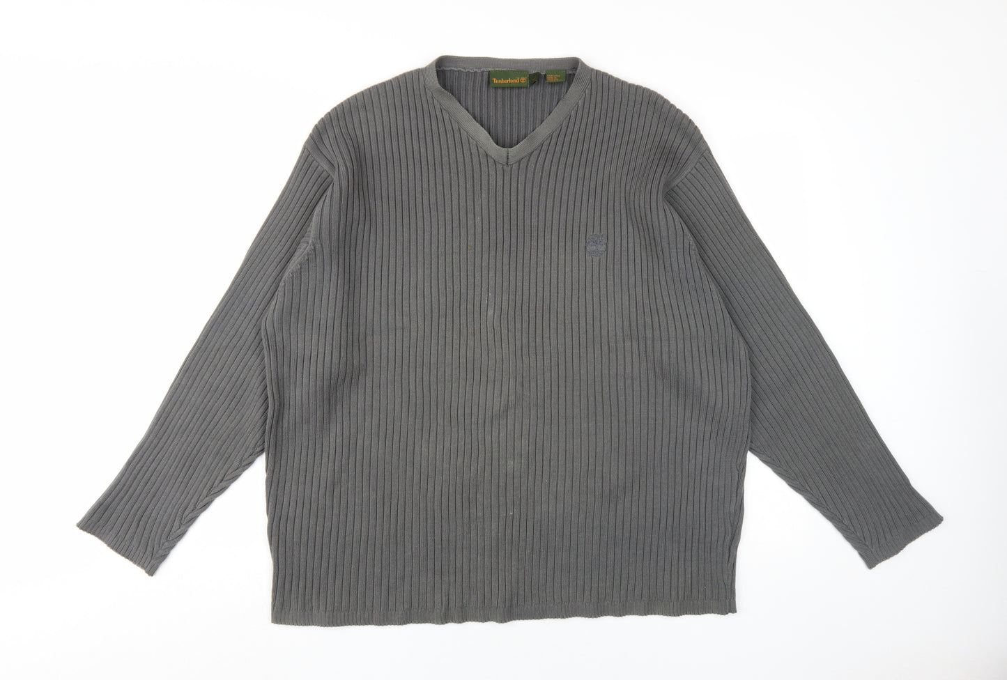 Timberland Men's Grey V-Neck Knit Pullover - Size L