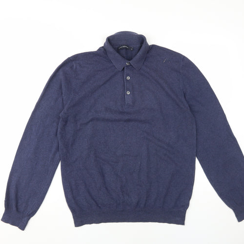 French Connection Men's Blue Collared Pullover Jumper M
