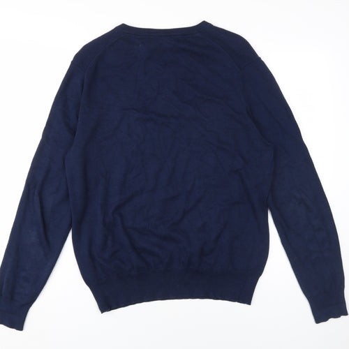 Merc London Men's Blue V-Neck Pullover Size L