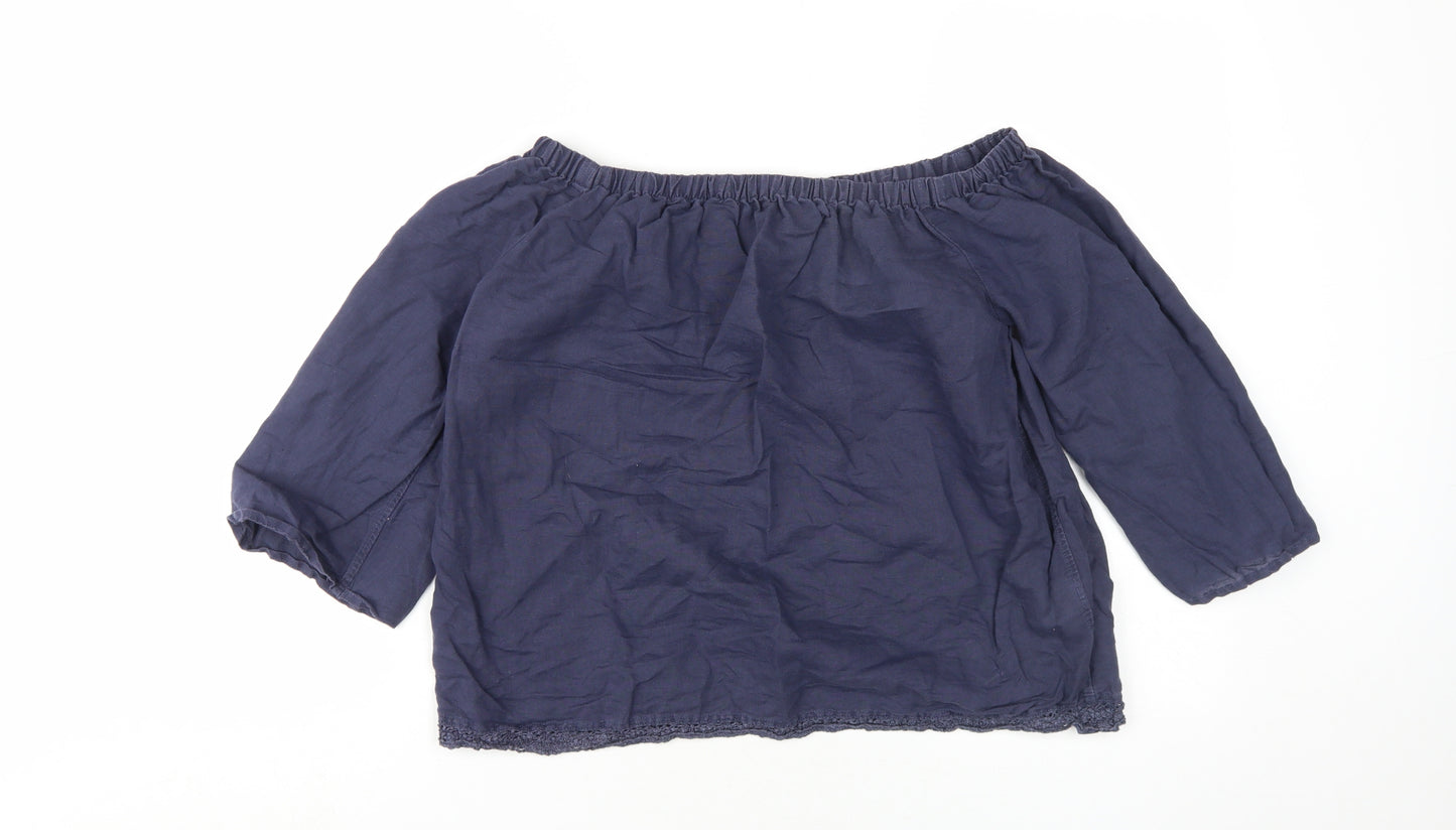 Marks and Spencer Women's Blue Blouse Size 8 Casual